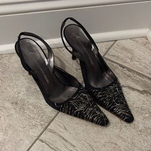 Black and Silver Women's Slingback Heels